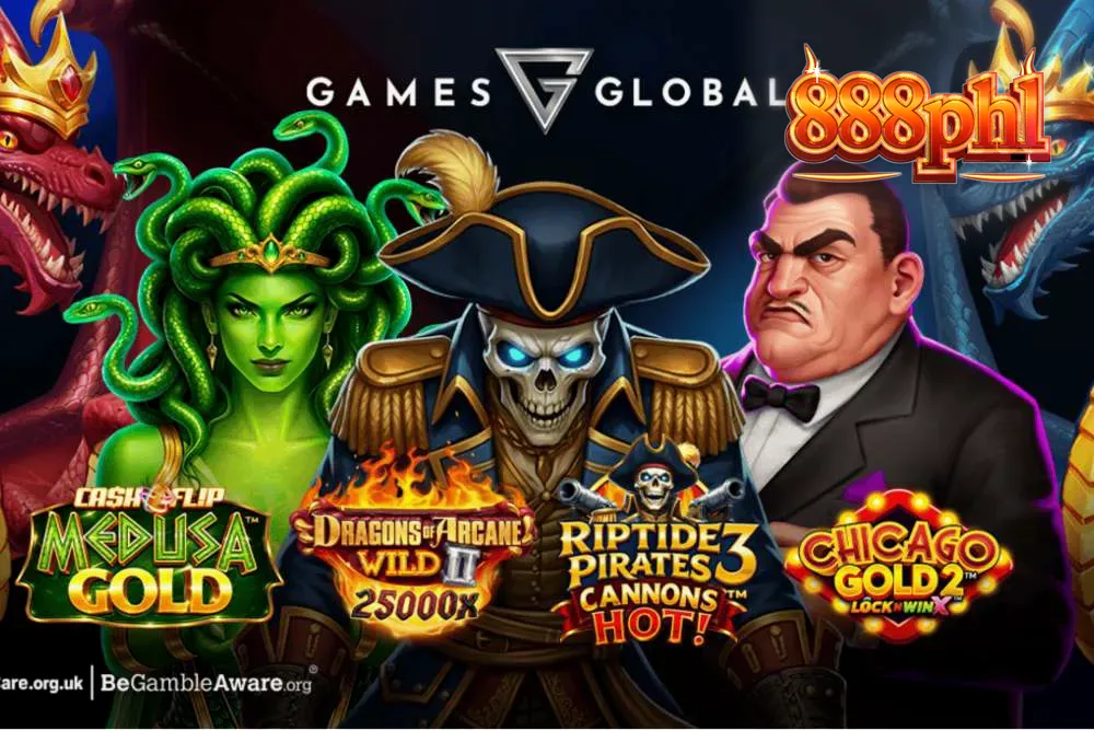 Isang digital na representasyon ng mga makabagong slot machine na may temang pirata at mitolohiya.